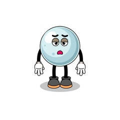 silver ball cartoon with fatigue gesture