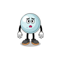 silver ball cartoon illustration with sad face