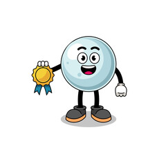 silver ball cartoon illustration with satisfaction guaranteed medal
