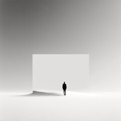 minimalist man in a big white room