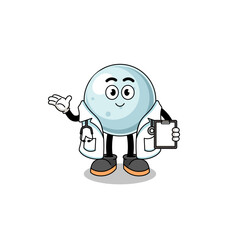 Cartoon mascot of silver ball doctor