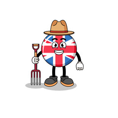 Cartoon mascot of united kingdom flag farmer