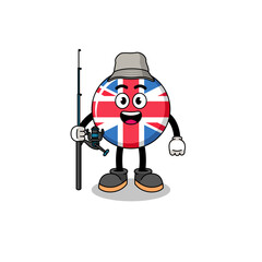 Mascot Illustration of united kingdom flag fisherman