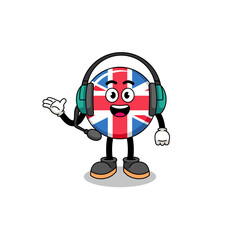 Mascot Illustration of united kingdom flag as a customer services