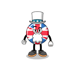 Illustration of united kingdom flag cartoon with i want you gesture