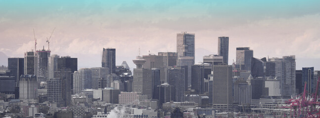 Panorama of the skyline of Vancouver in British Columbia, Canada