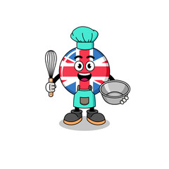 Illustration of united kingdom flag as a bakery chef