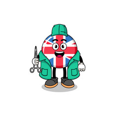 Illustration of united kingdom flag mascot as a surgeon