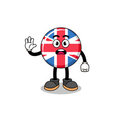 united kingdom flag cartoon illustration doing stop hand