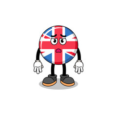 united kingdom flag cartoon illustration with sad face