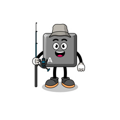 Mascot Illustration of keyboard A key fisherman