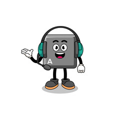 Mascot Illustration of keyboard A key as a customer services