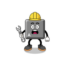Character Illustration of keyboard A key with 404 error