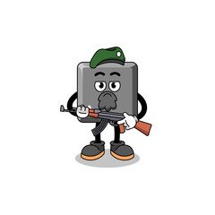 Character cartoon of keyboard A key as a special force
