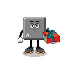 keyboard A key mascot illustration giving a gift