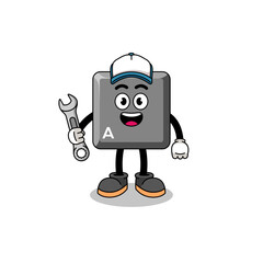 keyboard A key illustration cartoon as a mechanic