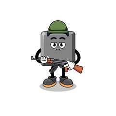 Cartoon of keyboard A key soldier