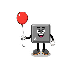 Cartoon of keyboard A key holding a balloon