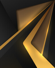 Abstract black and gold geometric lines background with light effect