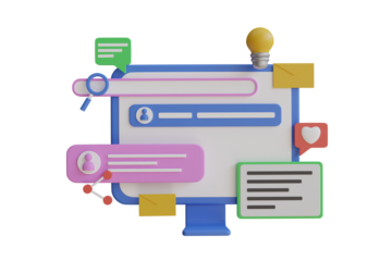 Search of target audience. Searching social media accounts in database concept. seo marketing social media concept