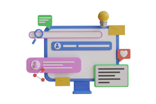 Search of target audience. Searching social media accounts in database concept. seo marketing social media concept