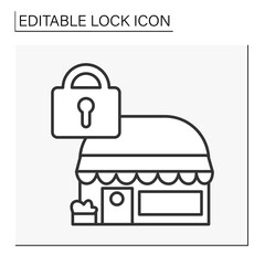  Personal data line icon. Locked door at store. Personal account. Lock concept. Isolated vector illustration. Editable stroke