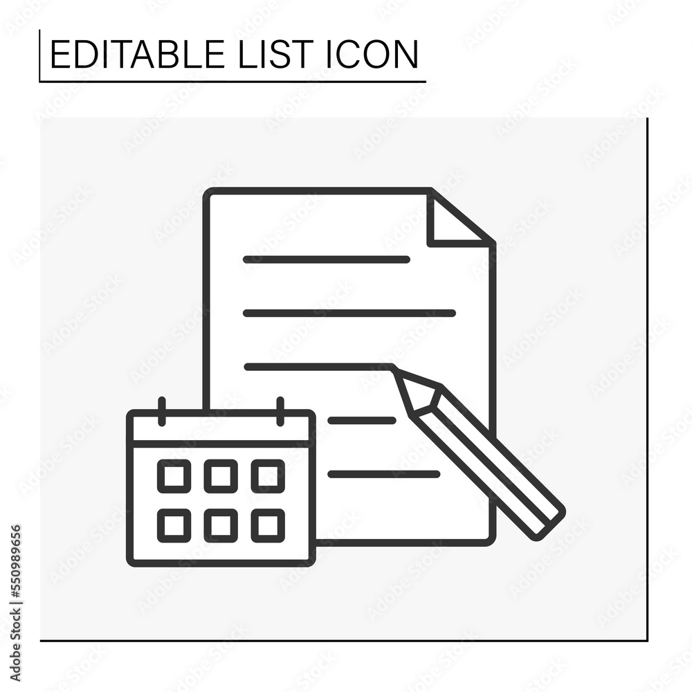 Poster document line icon. schedule. event list. planning.list concept. isolated vector illustration. edita