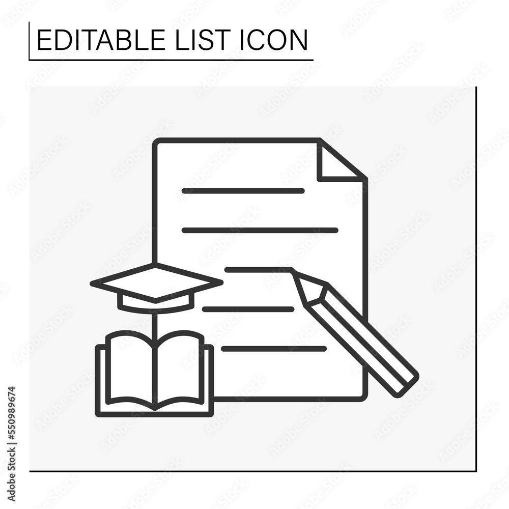Poster document line icon. education. studying notes.list concept. isolated vector illustration. editable s