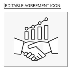  Deal line icon. Graph about completed work. Agreement concept. Isolated vector illustration. Editable stroke