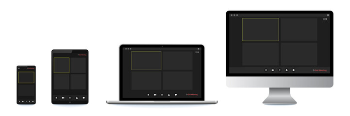 Video conference user interface, great design for any purposes. Online business webinar chat. Digital user interface. Video call screen template. Computer screen. Incoming call. Laptop screen.