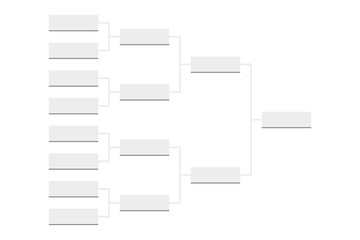 Templates of vector tournament brackets for 15 teams. Blank bracket template.