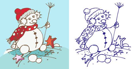 illustration of snowman vector for card illustration decoration