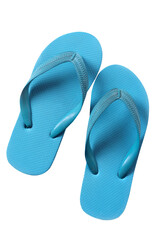 Flipflop beach shoes blue flip flop sandals pair two isolated transparent background photo PNG file