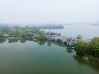 Fototapeta na wymiar Aerial photo of the landscape of Yunlong Lake in Xuzhou, China