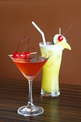 Cherry martini and fruit cocktail