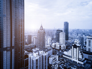 Aerial photography of Chinese modern urban architectural landscape skyline