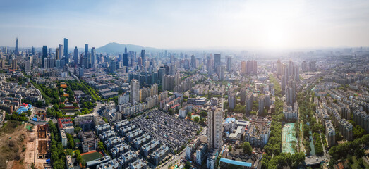 Fototapeta premium Aerial photo of the skyline of modern architectural landscape in Nanjing, China