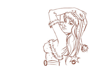 Obraz na płótnie Canvas girl with long hair in dress digital art for card illustration decoration