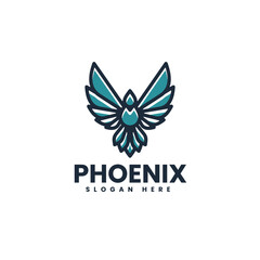 Vector Logo Illustration Phoenix Simple Mascot Style.