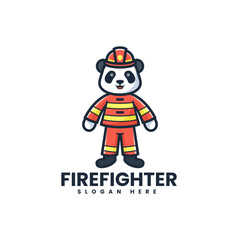 Vector Logo Illustration Water Fire Fighter Mascot Cartoon Style.
