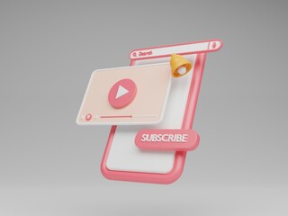 Video player UI 3d rendered Illustration