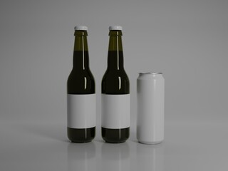 3d rendered Black soda bottle with can