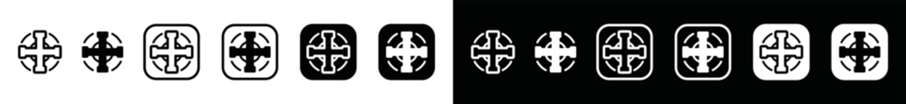 Fototapeta Cross icon vector. Healing support hero game character icon in the square button for app or website, symbol illustration