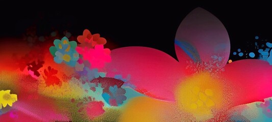 Fototapeta na wymiar abstract colorful flower on black background wallpaper