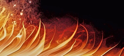 Japanese style Abstract fire flames on black background