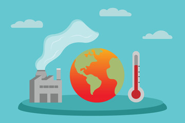 Overheat world with red temperature. Global warming vector illustration