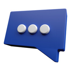 3d rendering of baloon chat icon with blue and white color scheme