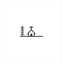 Church vector Logo design with Line art  Drawing style