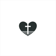 Obraz premium Church vector Logo design with Line art Drawing style