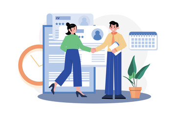 Recruitment Process Illustration concept on white background